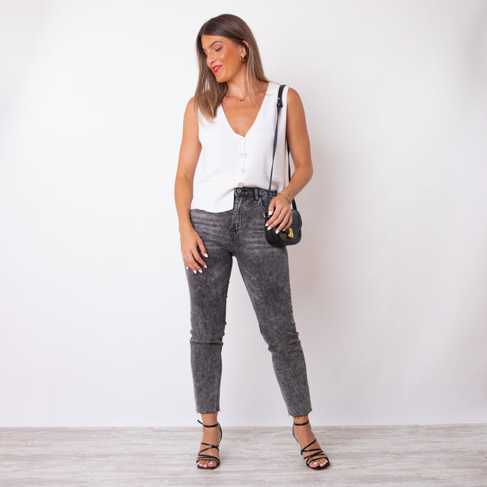 Jeans Efecto Lavado - Gris