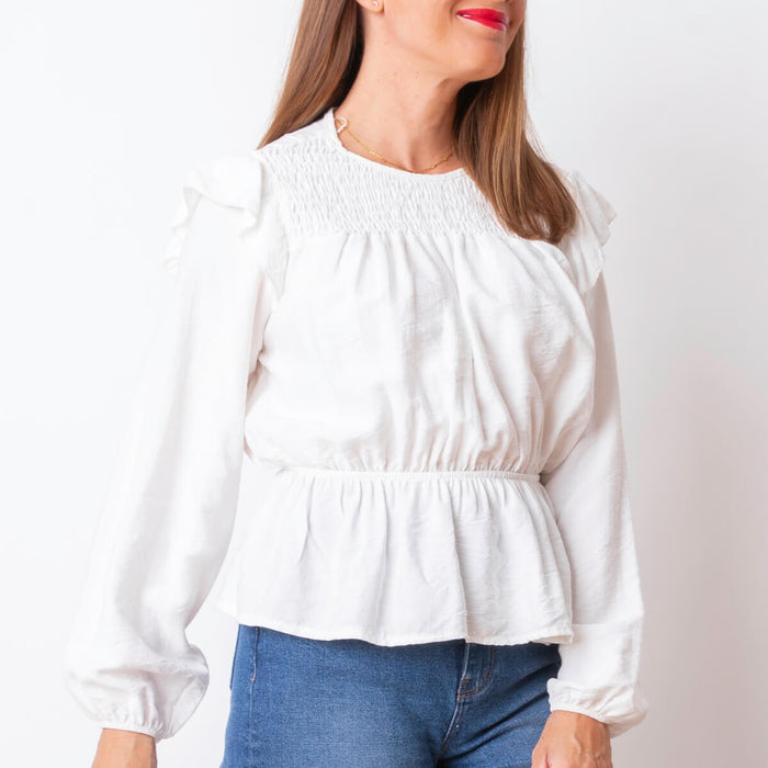 Blusa Canesú Elástico - Blanco