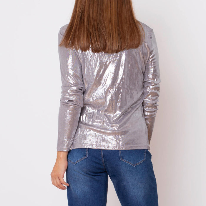 Camiseta Brillo Cuello - Oro Gris