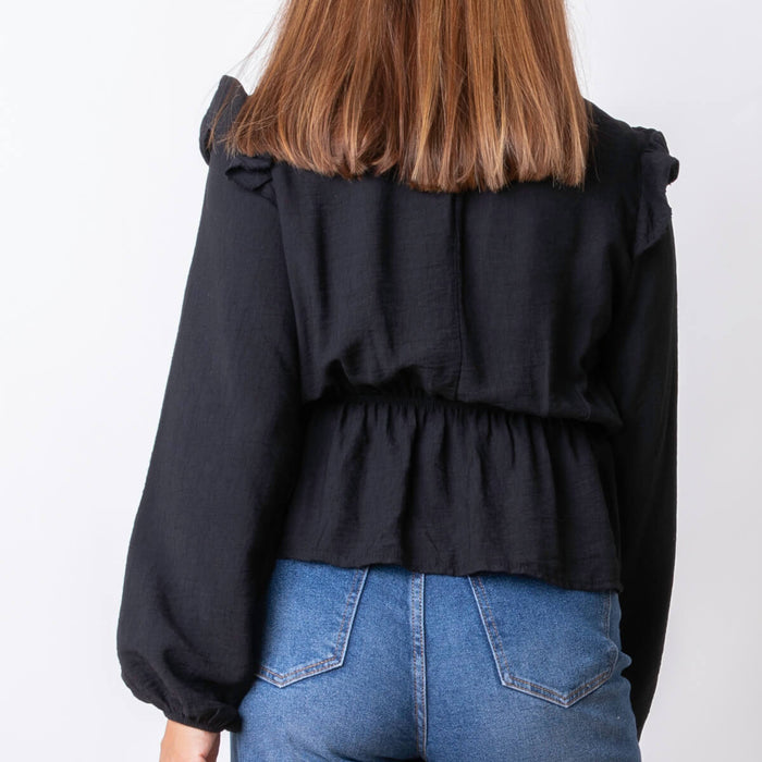 Blusa Canesú Elástico - Negro