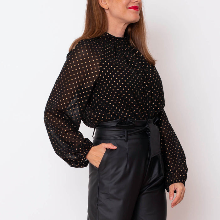 Blusa Estampada Brillos - Negro