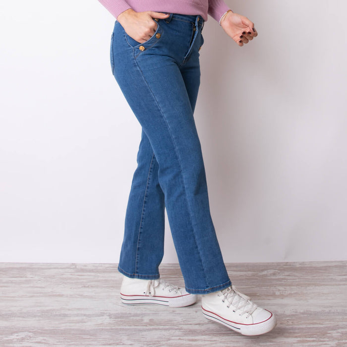 Jeans Triple Boton - Azul