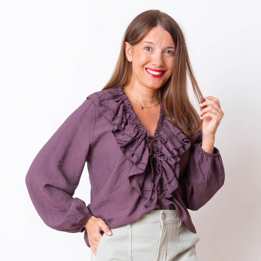 Blusa Volante Ajustable - Morado