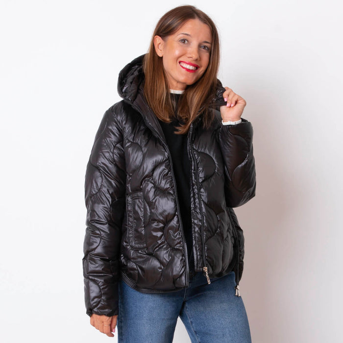 Chaqueta Acolchada Ondas - Negro