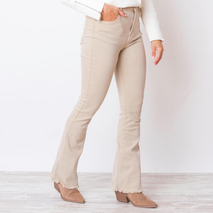 Jeans Flare Desflecado - Beige