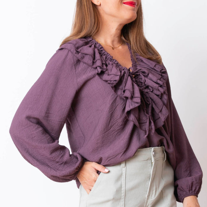 Blusa Volante Ajustable - Morado