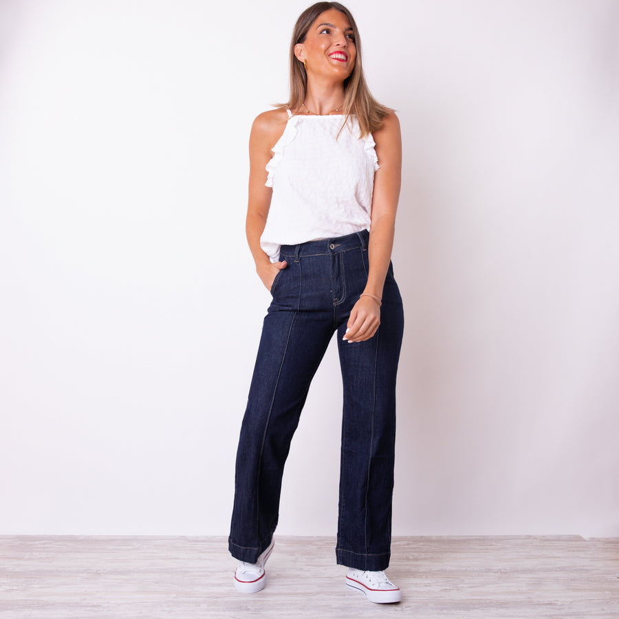 Jeans Costura Ribete - Azul