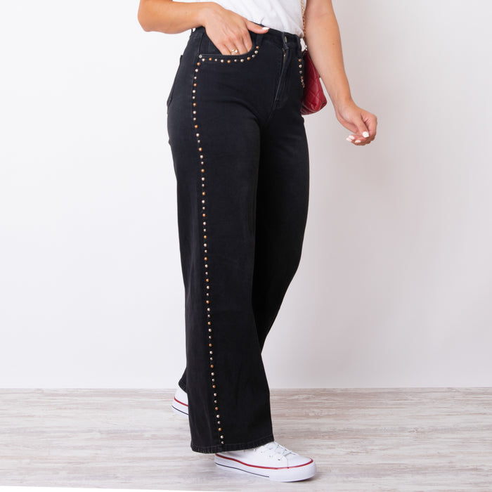 Jeans Remate Tachuelas - Negro