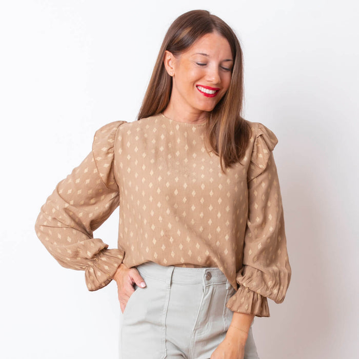 Blusa Detalle Dorado - Camel