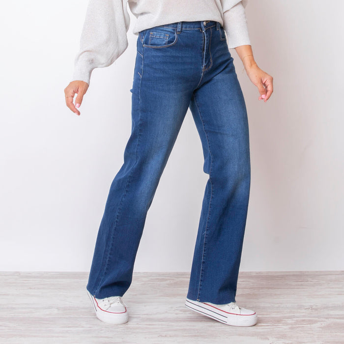 Jeans Pernera Ancha - Azul