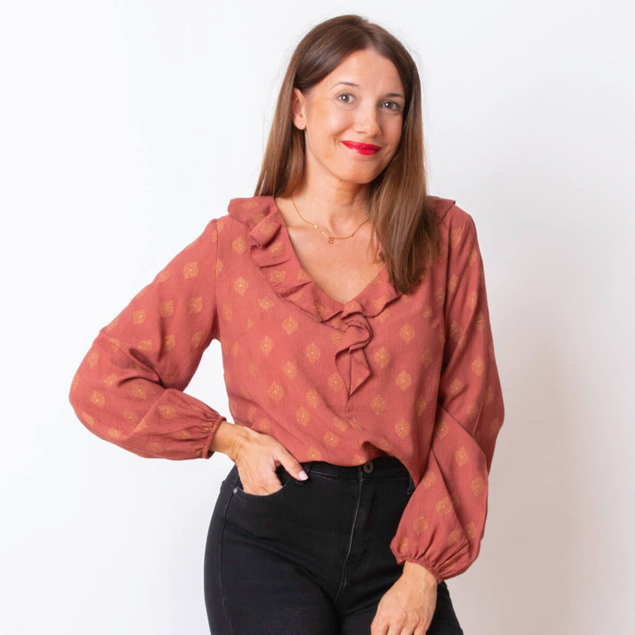 Blusa Volante Dorado - Teja