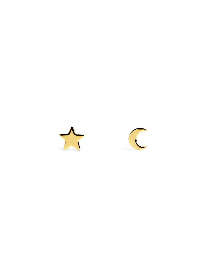 Pendientes Simple Moon & Star Baño Oro